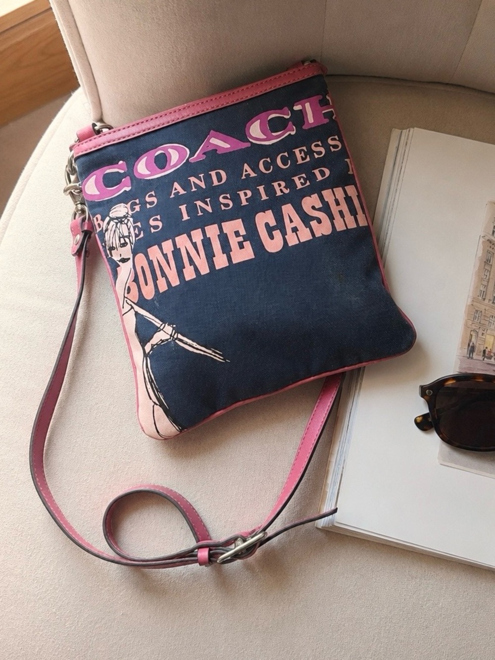Rare Coach Bonnie Cashin 42605 Swingpack Canvas Kisslock Crossbody Bag